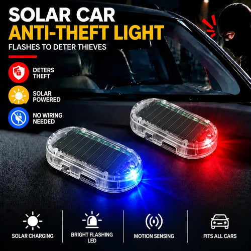 🚨Solar Powered Fake Car Alarm Light,  Plastic Material Auto Light Sensor LED Simulated Security Warning Flashing Light, No Wiring DIY Car Anti-Theft Dummy Alarm Lamp