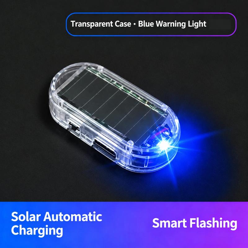🚨Solar Powered Fake Car Alarm Light,  Plastic Material Auto Light Sensor LED Simulated Security Warning Flashing Light, No Wiring DIY Car Anti-Theft Dummy Alarm Lamp