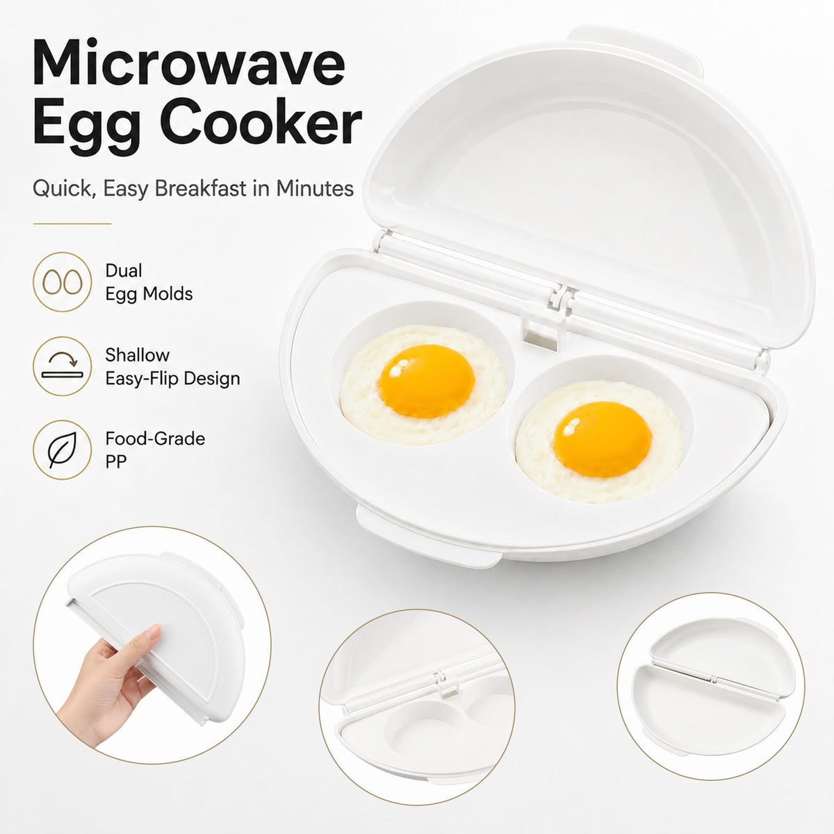 🥪Microwave Egg Cooker, 2-Cavity Microwave Egg Poacher & Omelet Maker