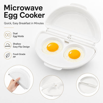 🥪Microwave Egg Cooker, 2-Cavity Microwave Egg Poacher & Omelet Maker