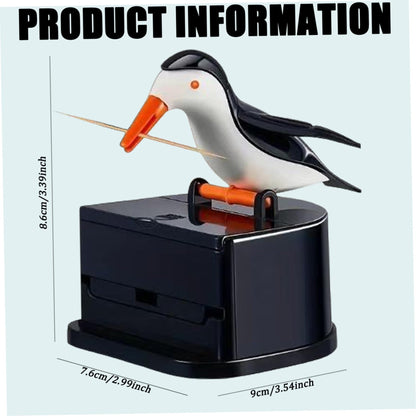Bird Toothpick Dispenser, Automatic Toothpick Holder with Cute Seagull Design, Hygienic Toothpick Container for Kitchen Table, Dining Room, Restaurant and Home Use
