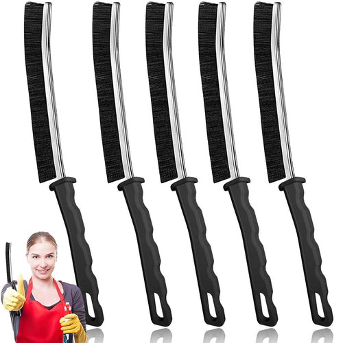 🧹5-Pcs Stiff Bristle Plastic Crevice Brush Set - Hardware Hand Tool, 0.87in Comfortable Grip, Durable, Reusable, Easy Hanging, Multifunctional Home Care Cleaning Supplies for Tile Grout Scrub, Sink