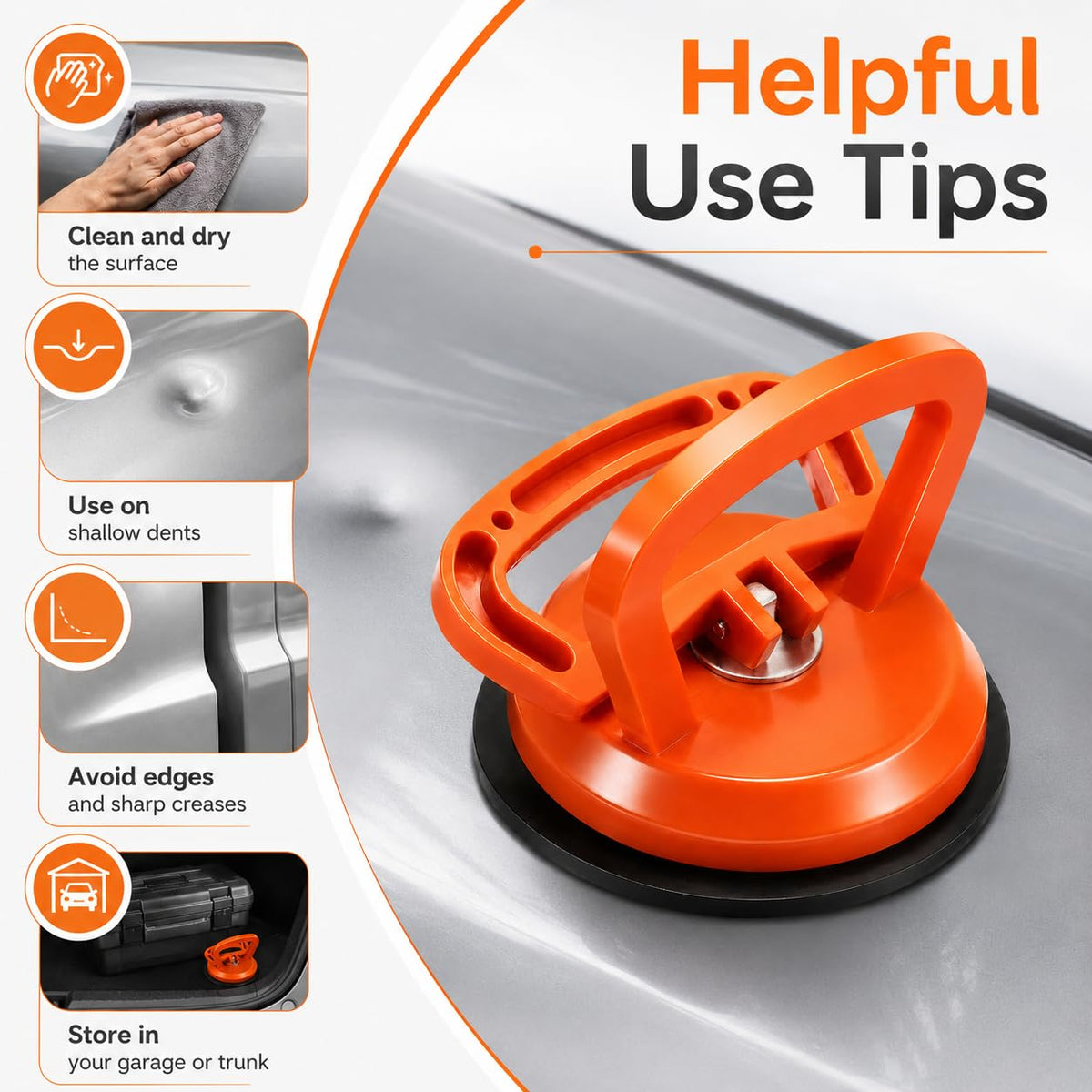 High Suction Dent Puller Suction Cup 3-Piece Set — Heavy Duty Panel Lifter for Car Dent Repair, Tile, Ceiling, Phone Screen Removal & Furniture Installation