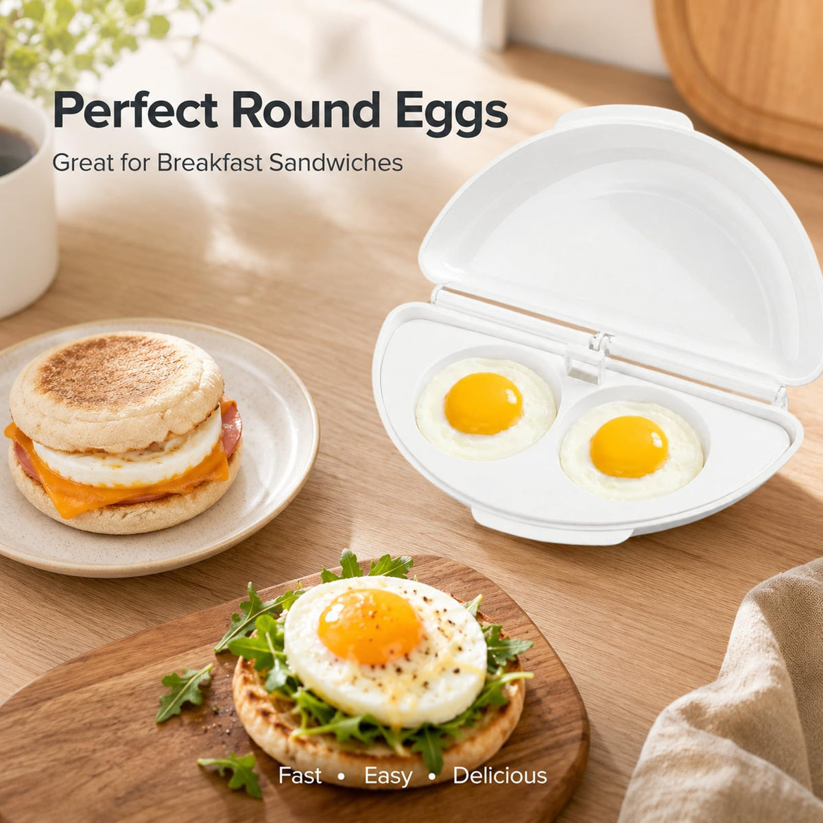 🥪Microwave Egg Cooker, 2-Cavity Microwave Egg Poacher & Omelet Maker