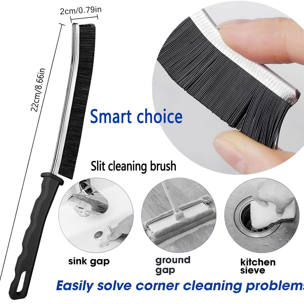 🧹5-Pcs Stiff Bristle Plastic Crevice Brush Set - Hardware Hand Tool, 0.87in Comfortable Grip, Durable, Reusable, Easy Hanging, Multifunctional Home Care Cleaning Supplies for Tile Grout Scrub, Sink