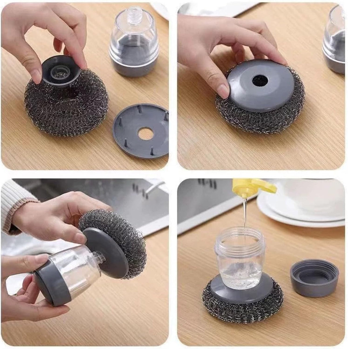 ✨Automatic Liquid Filling Comfort Handle Soap Dispense Palm Brush for Kitchen Sink Pot Bowl Cleaning