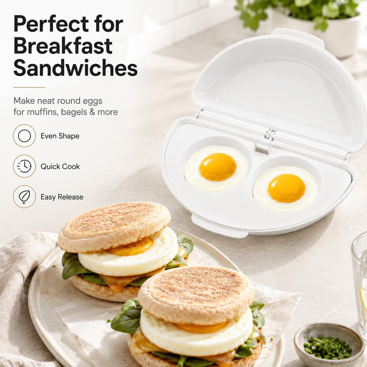 🥪Microwave Egg Cooker, 2-Cavity Microwave Egg Poacher & Omelet Maker