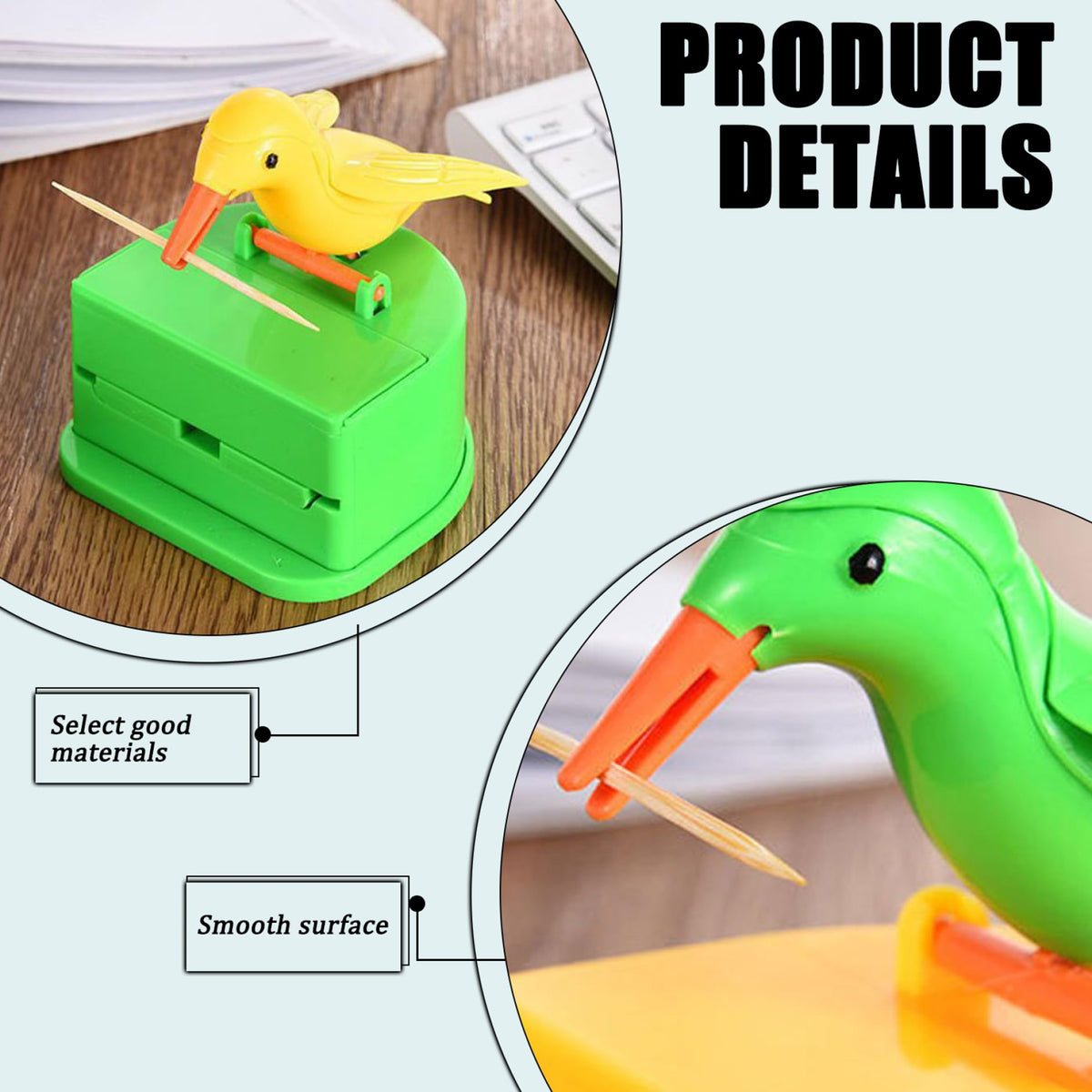 Bird Toothpick Dispenser, Automatic Toothpick Holder with Cute Seagull Design, Hygienic Toothpick Container for Kitchen Table, Dining Room, Restaurant and Home Use