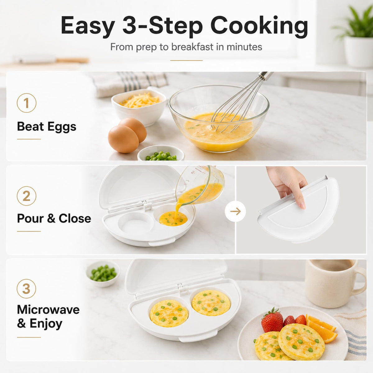 🥪Microwave Egg Cooker, 2-Cavity Microwave Egg Poacher & Omelet Maker