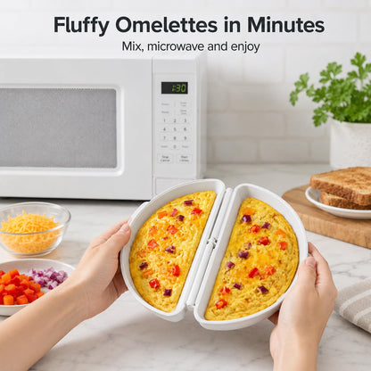 🥪Microwave Egg Cooker, 2-Cavity Microwave Egg Poacher & Omelet Maker