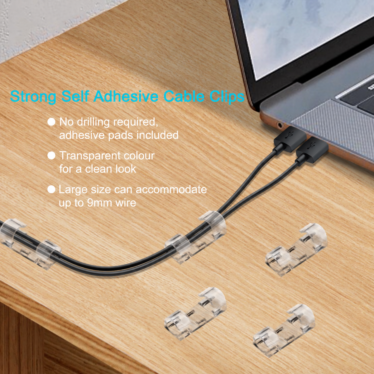 Self-Adhesive Cable Clips, 20Pcs Space-Saving Wire Cord Organizer for Desk, Home Office Desk Organizers & Accessories