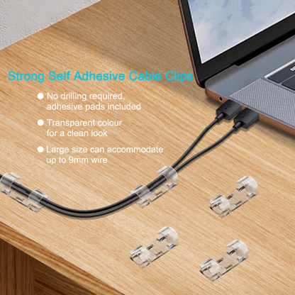 Self-Adhesive Cable Clips, 20Pcs Space-Saving Wire Cord Organizer for Desk, Home Office Desk Organizers & Accessories