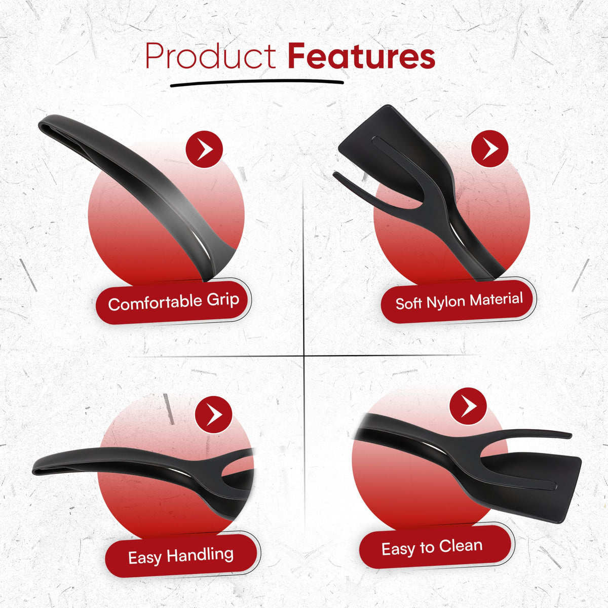 🍳Non-Stick 2-in-1 Grip & Flip Kitchen Tongs for Pancakes, Fish, Eggs, and More – Heat Resistant Cooking Tool (Black)