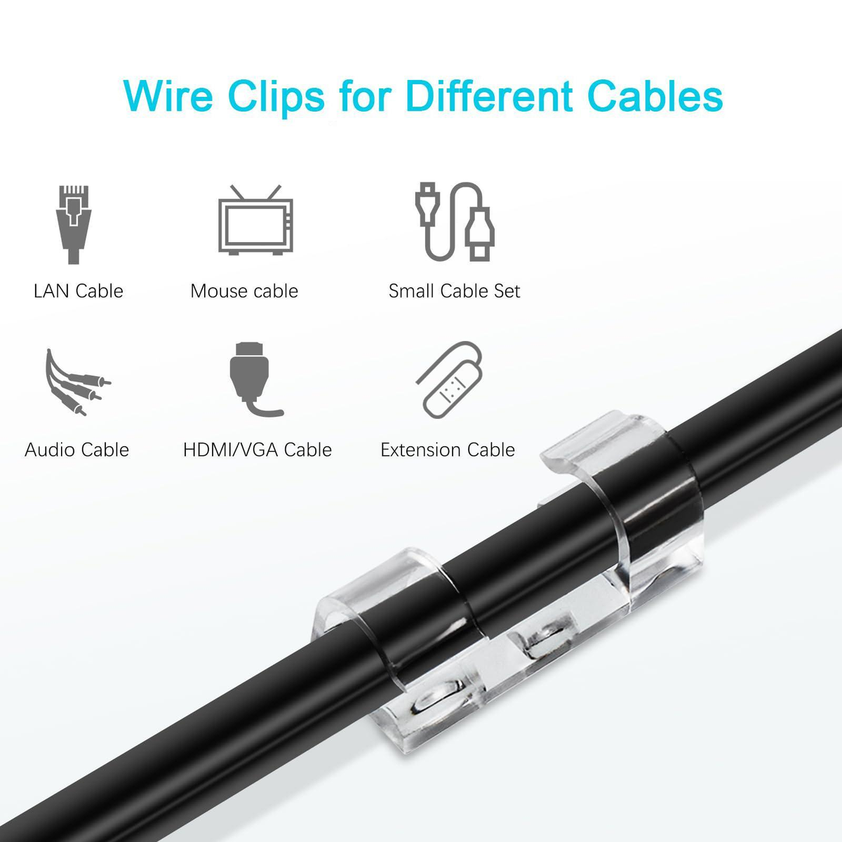Self-Adhesive Cable Clips, 20Pcs Space-Saving Wire Cord Organizer for Desk, Home Office Desk Organizers & Accessories