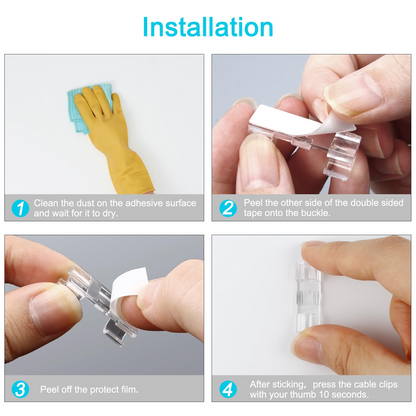 Self-Adhesive Cable Clips, 20Pcs Space-Saving Wire Cord Organizer for Desk, Home Office Desk Organizers & Accessories
