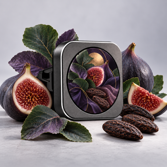 Midnight Fig car diffuser styled with black fig, violet leaf and tonka bean