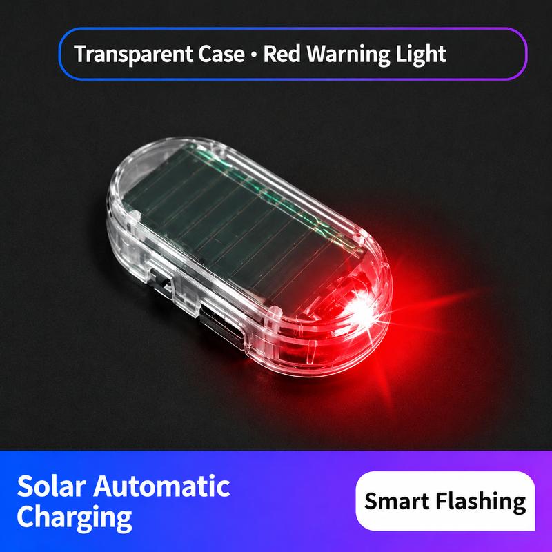 🚨Solar Powered Fake Car Alarm Light,  Plastic Material Auto Light Sensor LED Simulated Security Warning Flashing Light, No Wiring DIY Car Anti-Theft Dummy Alarm Lamp